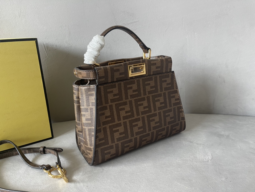 [TOP] FENDI FF Peekaboo Bag 23*11*18cm - Brown