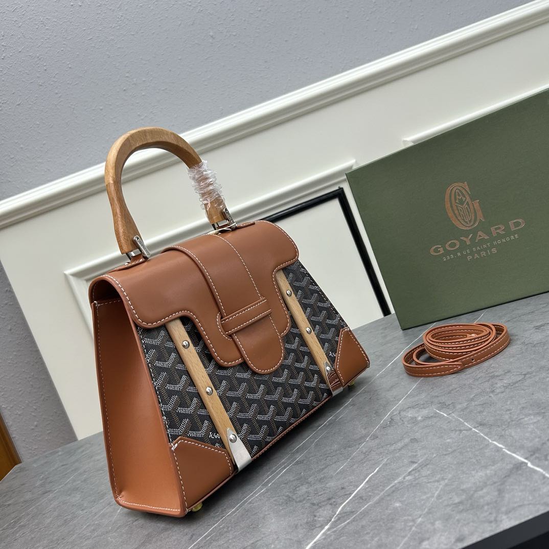 [TOP] Goyard Goyardine Saigon Top Handle Bag 2 Sizes - Brown