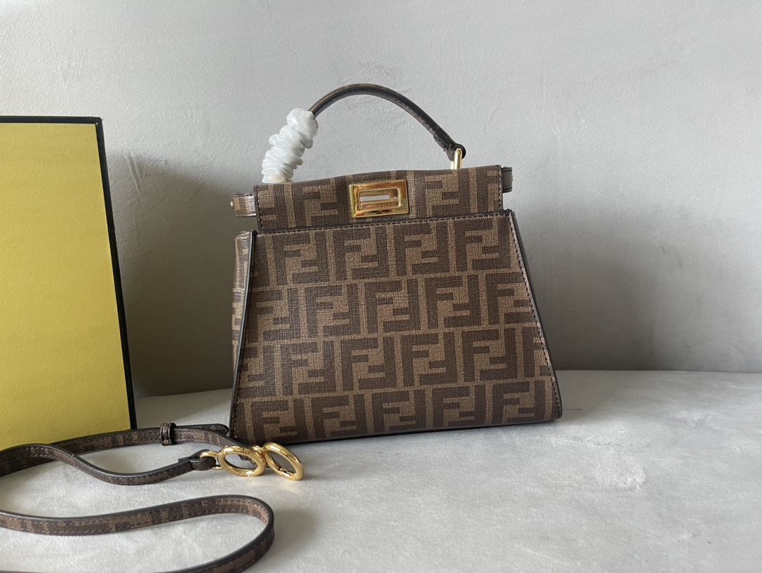 [TOP] FENDI FF Peekaboo Bag 23*11*18cm - Brown