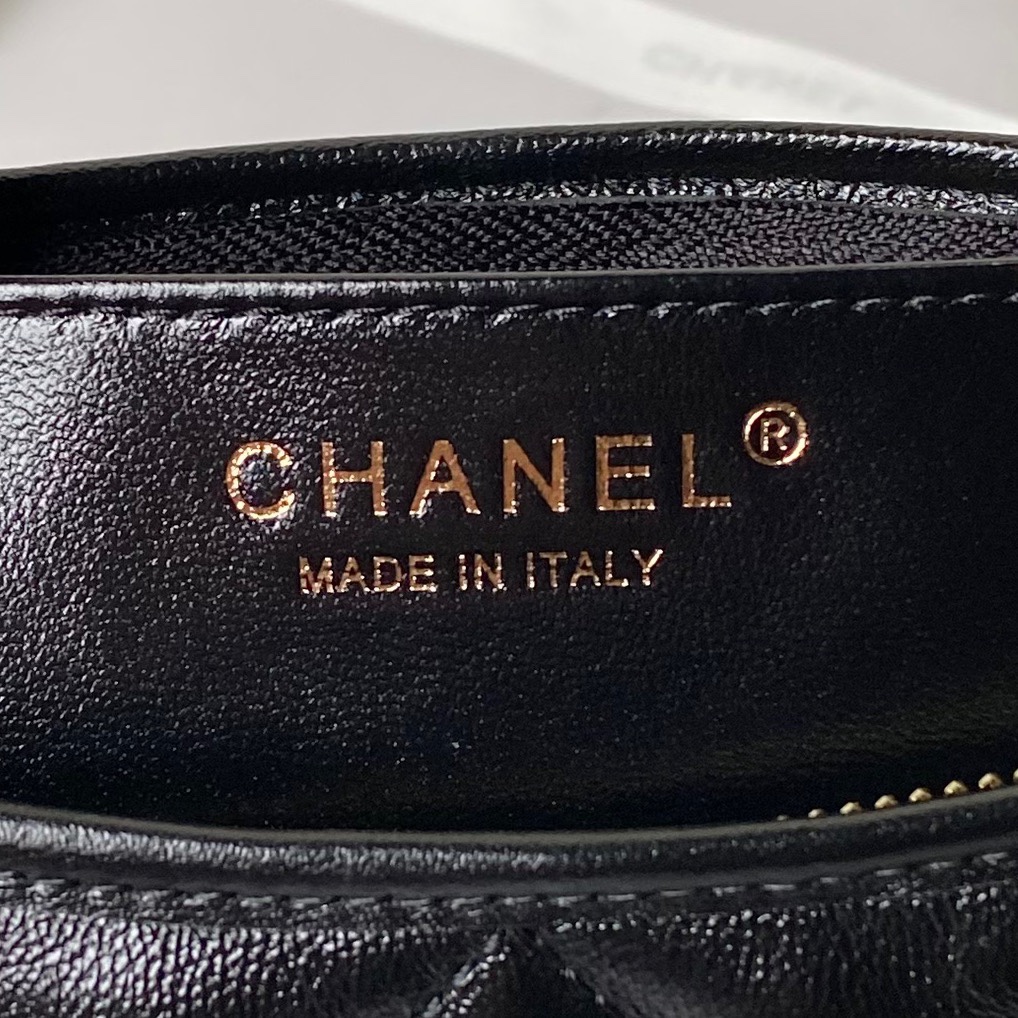 [TOP] CHANEL Waxed Lambskin Hobo Bag 22.5×19.5×8.5cm/38×20×10.5cm - Black