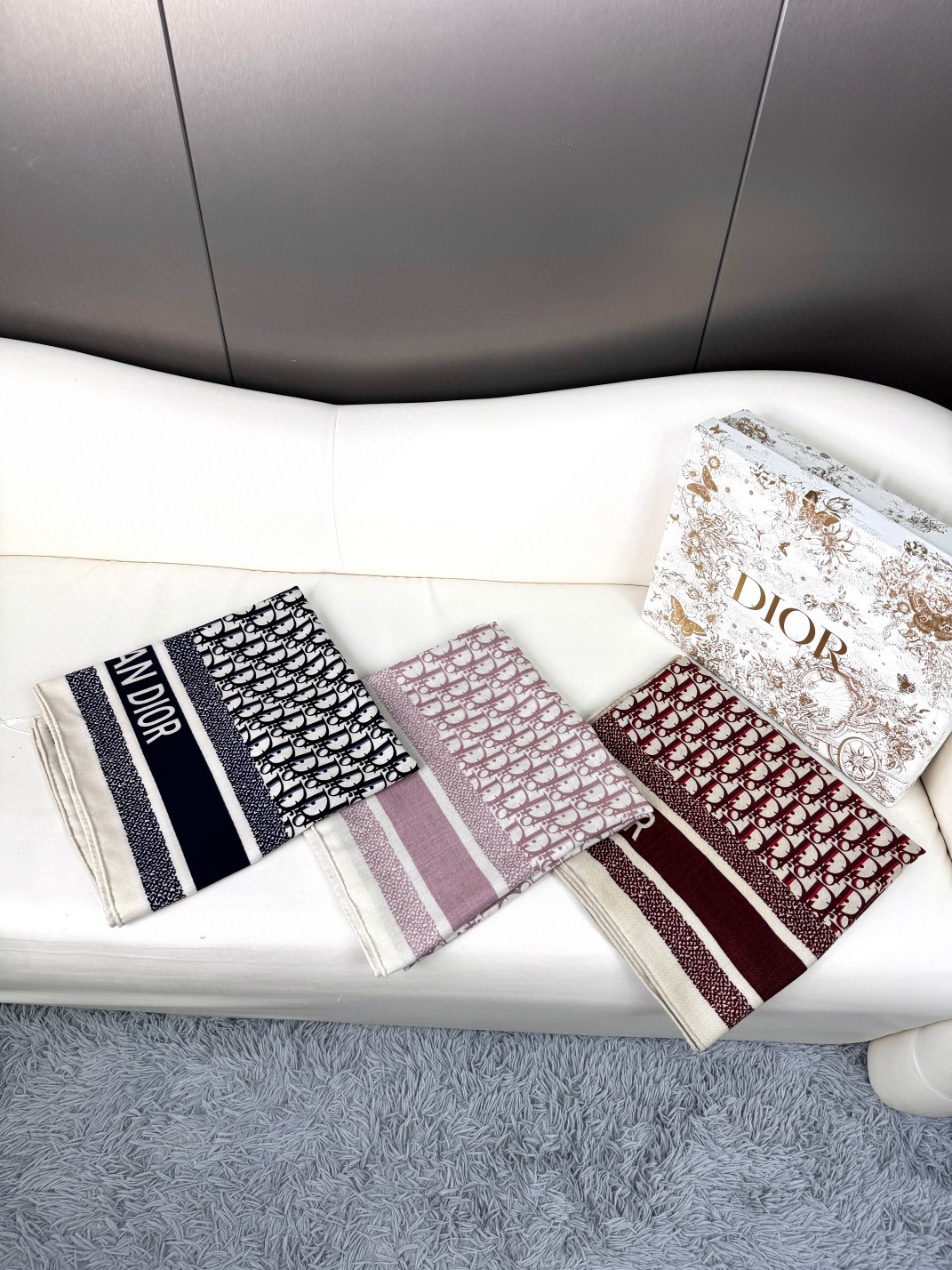 [TOP] Christian Dior Twin Square Scarf 140x140cm - 3 Colors