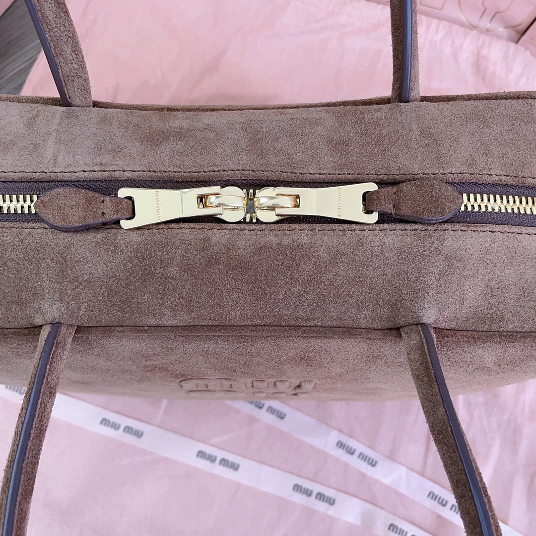 [TOP] Miu Miu Suede Briefcase 34x23x12cm - Brown