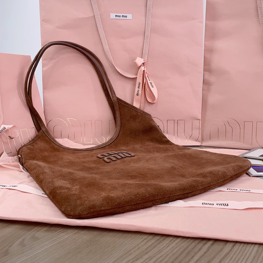 [TOP] Miu Miu Suede Tote Bag 35x40cm - Brown
