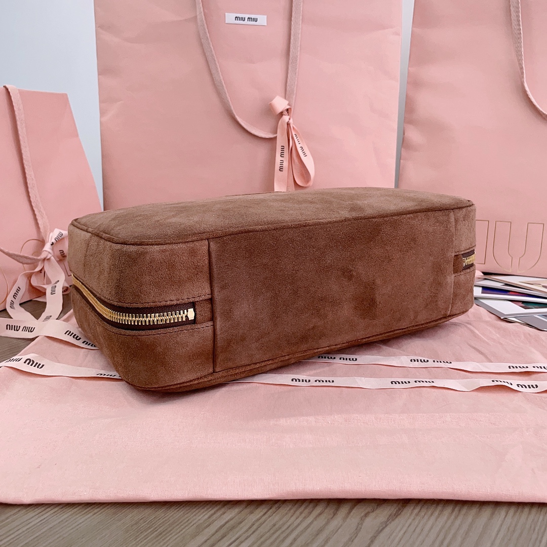 [TOP] Miu Miu Suede Briefcase 34x23x12cm - Brown