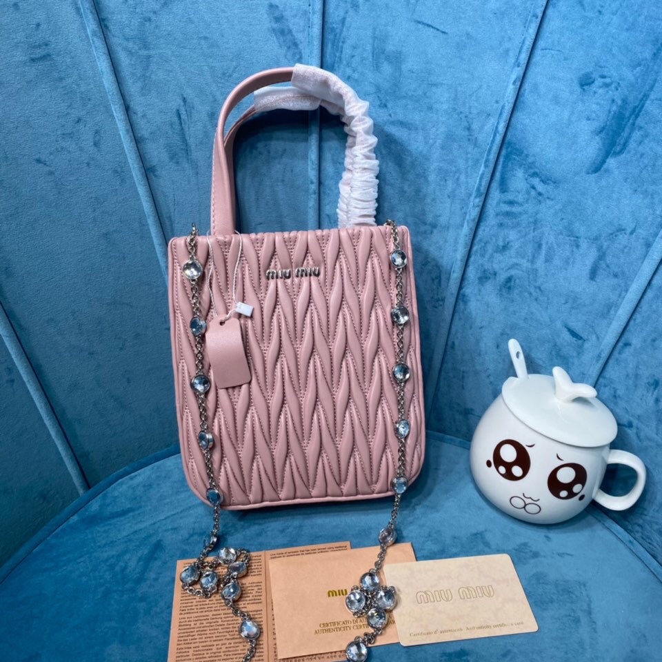 [TOP] Miu Miu Lambskin Tote Bag 18x15x5cm - 3 Color