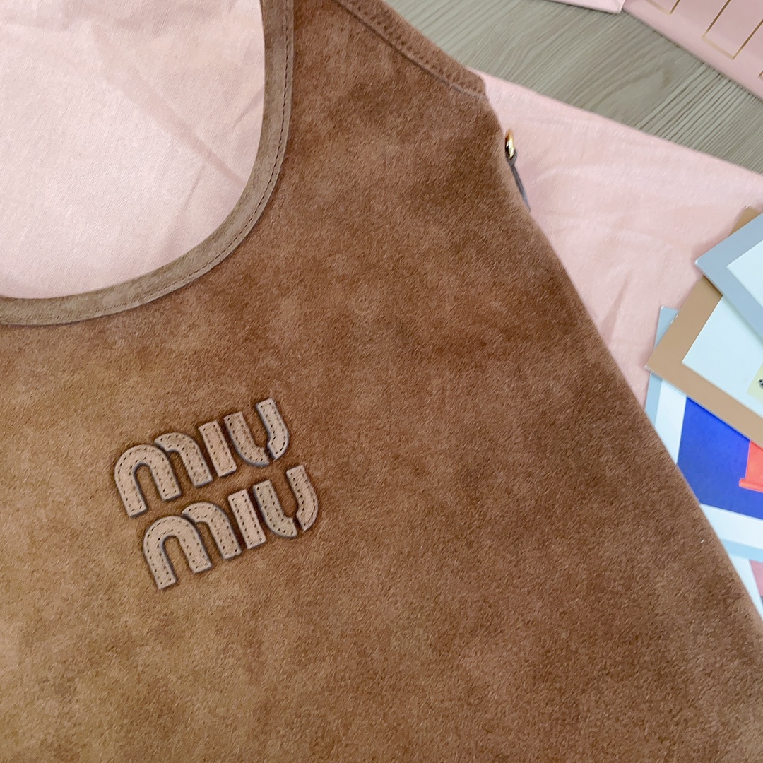 [TOP] Miu Miu Suede Tote Bag 35x40cm - Brown