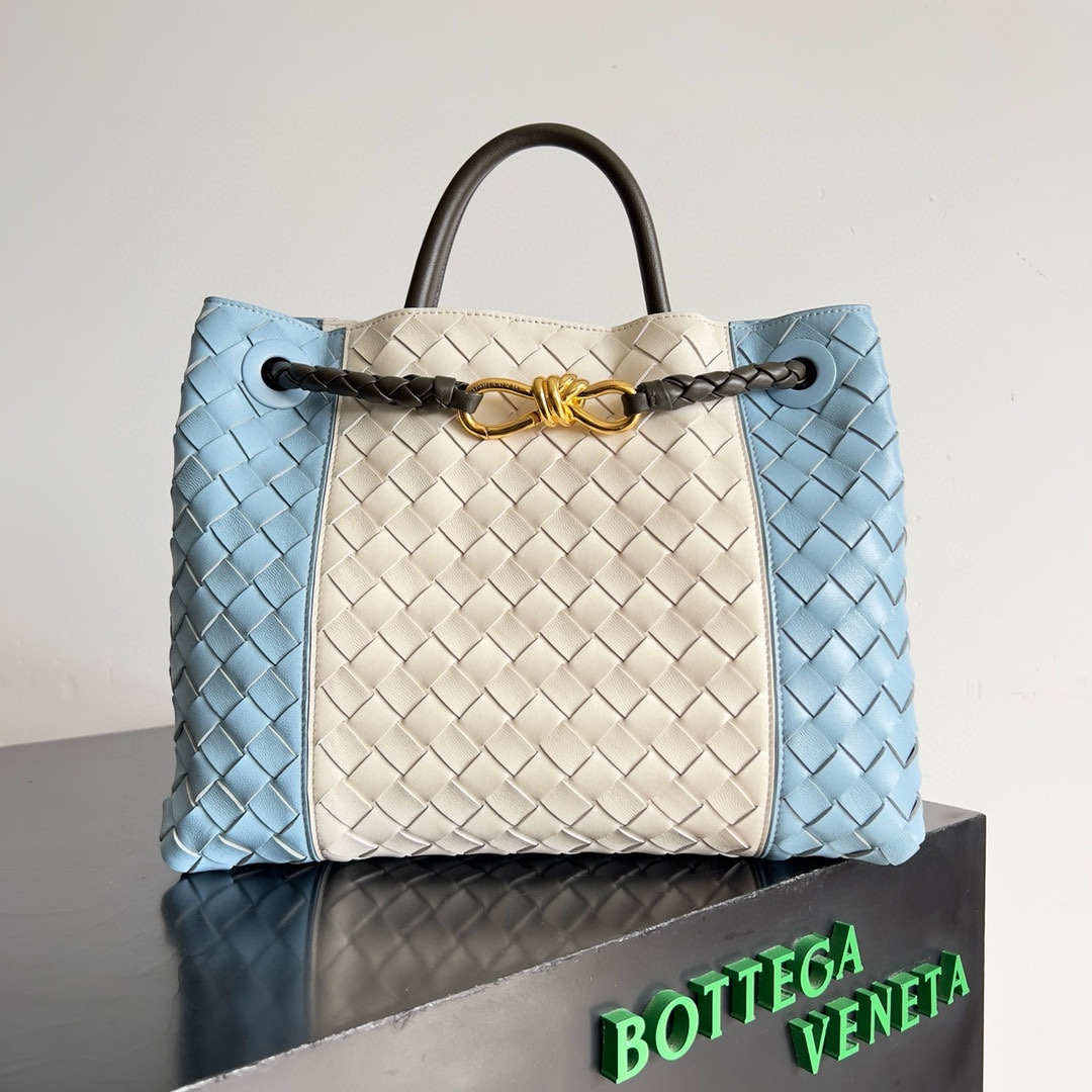[TOP] Bottega Veneta BV Andiamo Bag 32x24x12cm - Blue & White