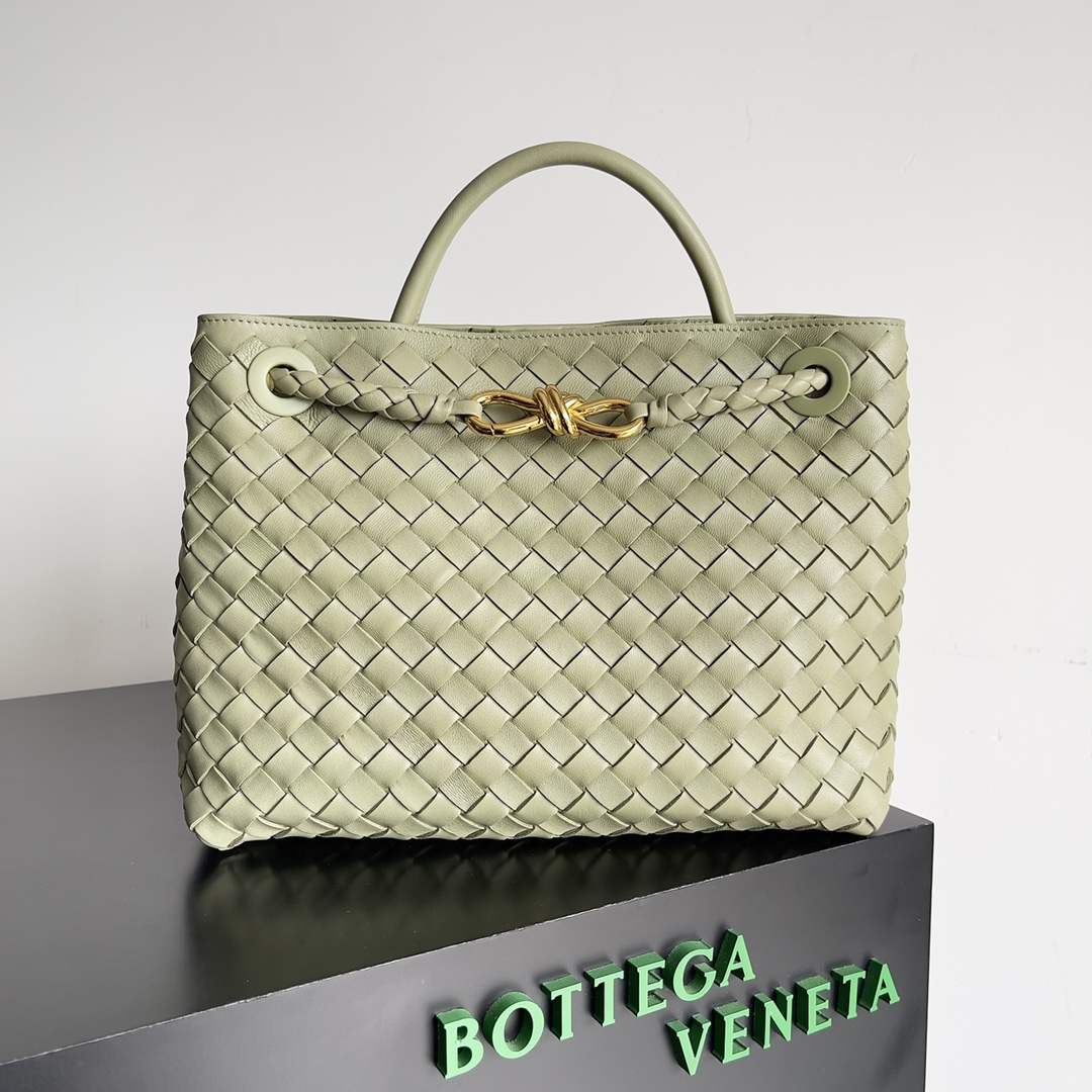 [TOP] Bottega Veneta BV Andiamo Bags Woven Handbags Lambskin 32x24x12 cm - Green