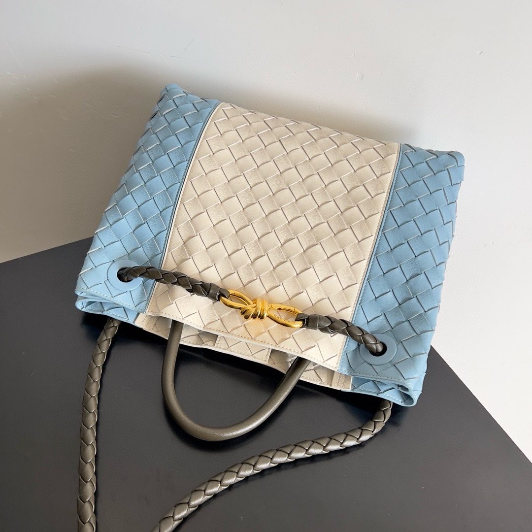 [TOP] Bottega Veneta BV Andiamo Bag 32x24x12cm - Blue & White