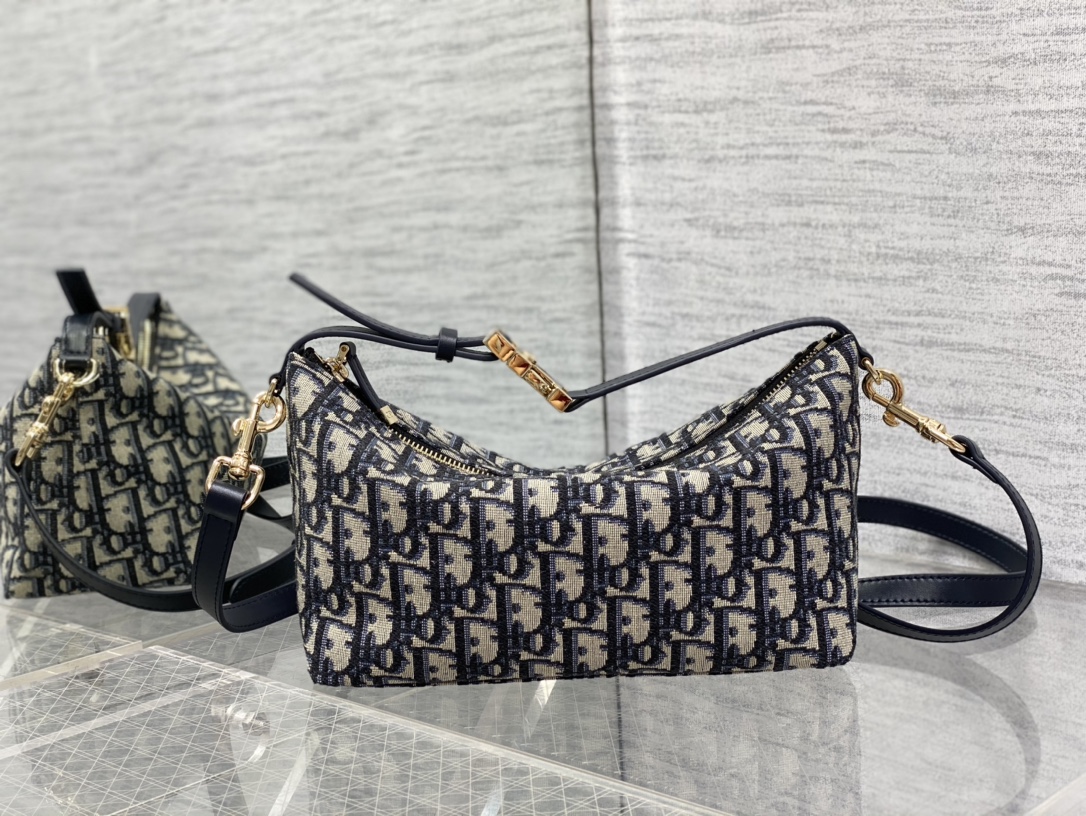 [TOP] Christian Dior Medium Diortravel Nomad Pouch 22*13*9.5cm -Blue