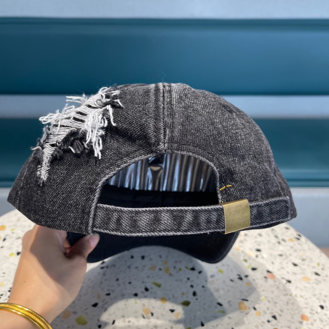 [TOP] Louis Vuitton LV Denim Washed Embroidery Hat - Black