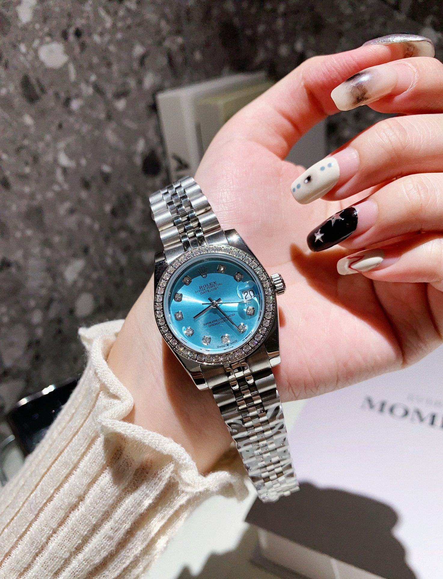 [TOP] ROLEX Blue Dial Watch 31mm - Sliver