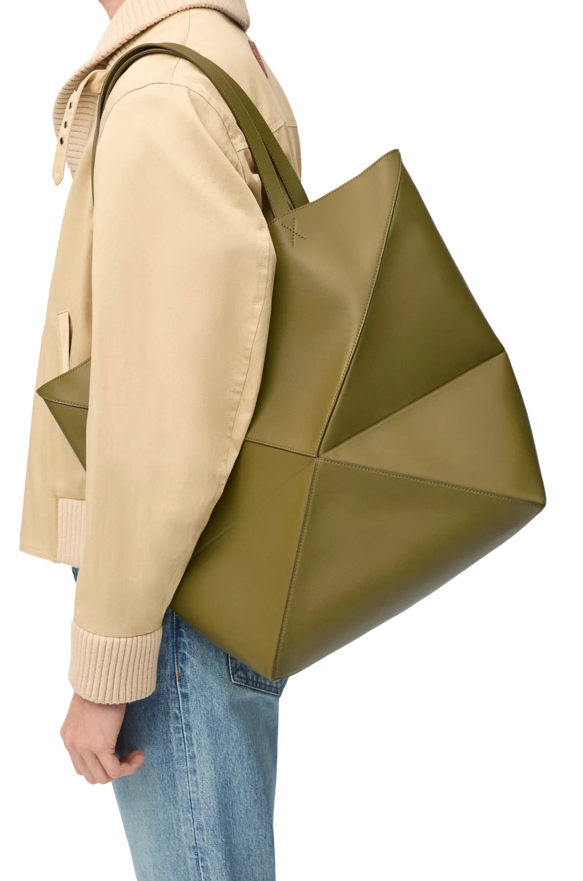 [TOP] LOEWE Puzzle Fold Bag Glossy Cow Leather Bag 42*18*41CＭ - Green
