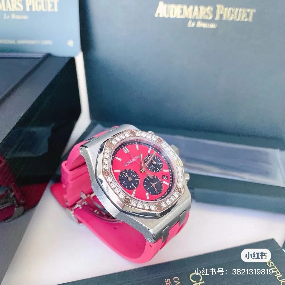 [TOP] Audemars Piguet Royal Oak Offshore  Lady Chronograph Stainless Steel 37mm-Pink