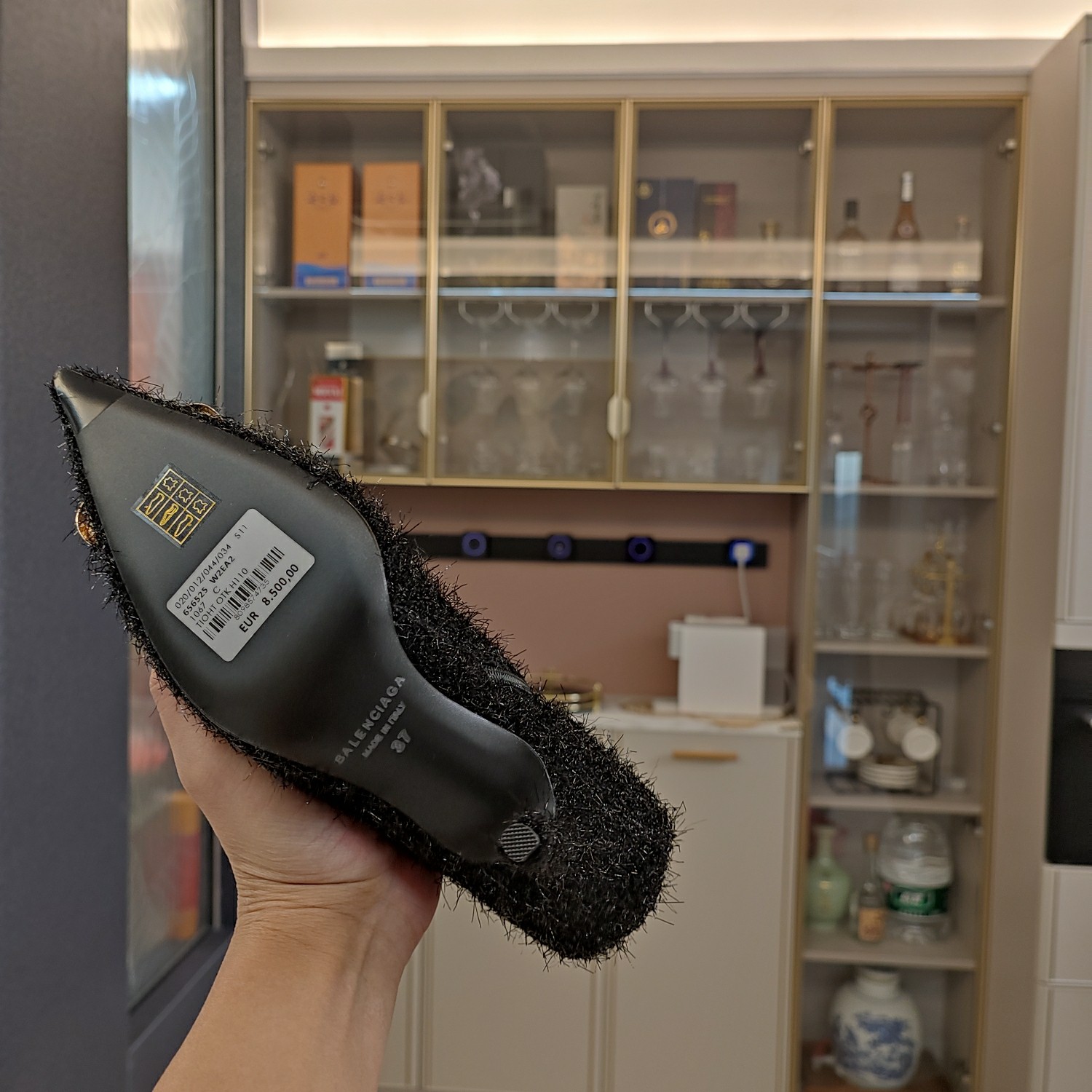 [TOP] BALENCIAGA 10cm High Heel Tweed Boots with BB Logo -  Black