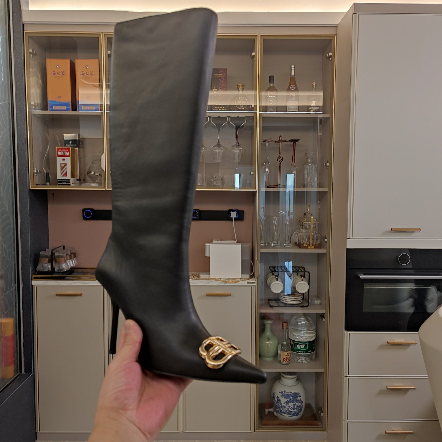 [TOP] BALENCIAGA 10cm High Heel Boots with BB Logo -  Black