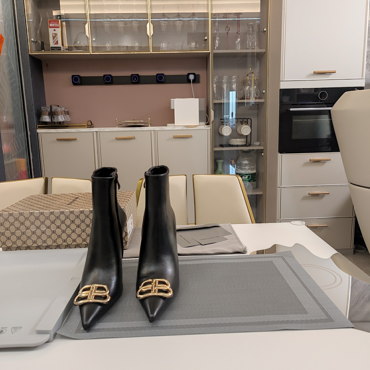 [TOP] BALENCIAGA 10cm High Heel Boots with BB Logo -  Black