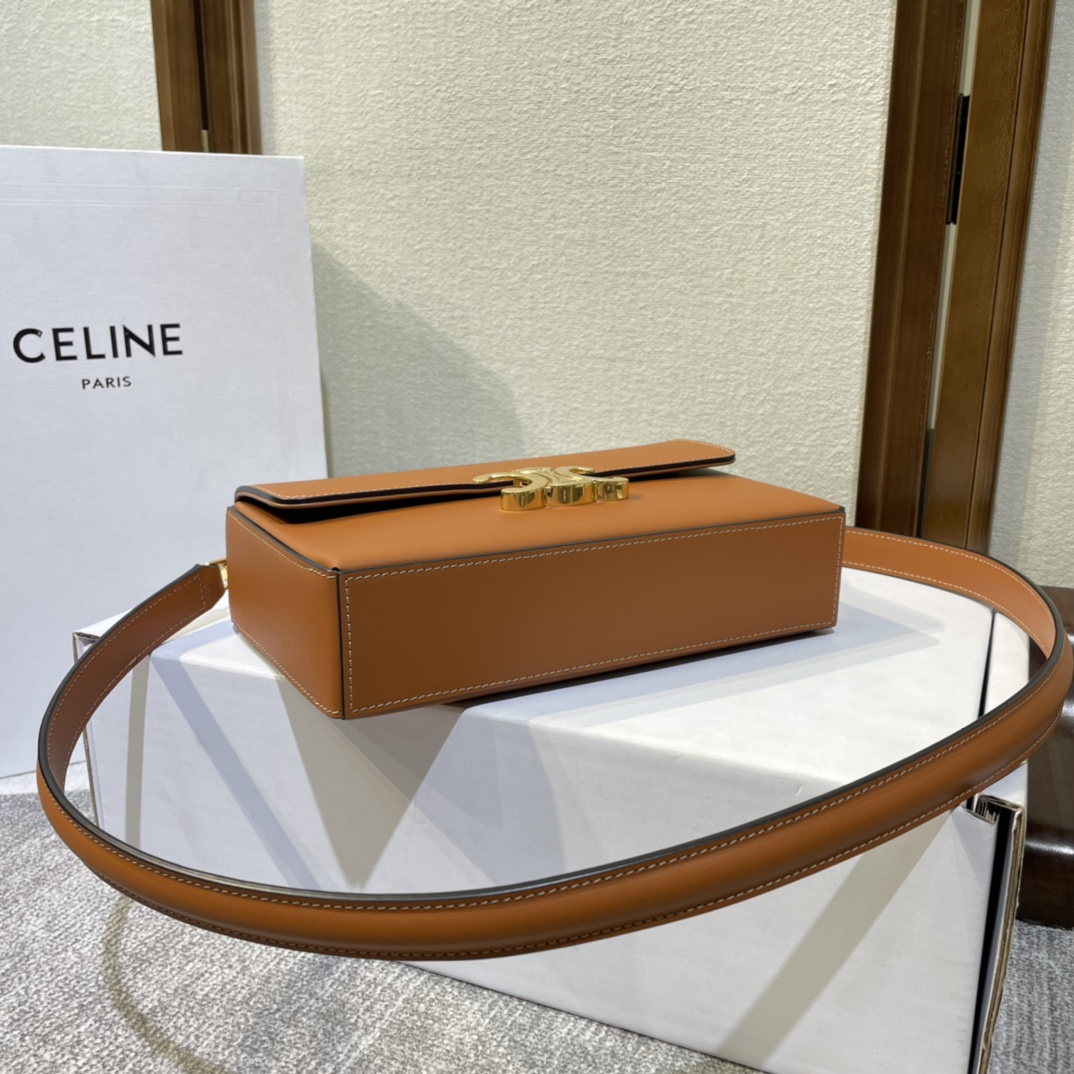 [TOP] CELINE Box Triomphe Bag cowhide Bag 22X13.5X6cm - 2 Colour
