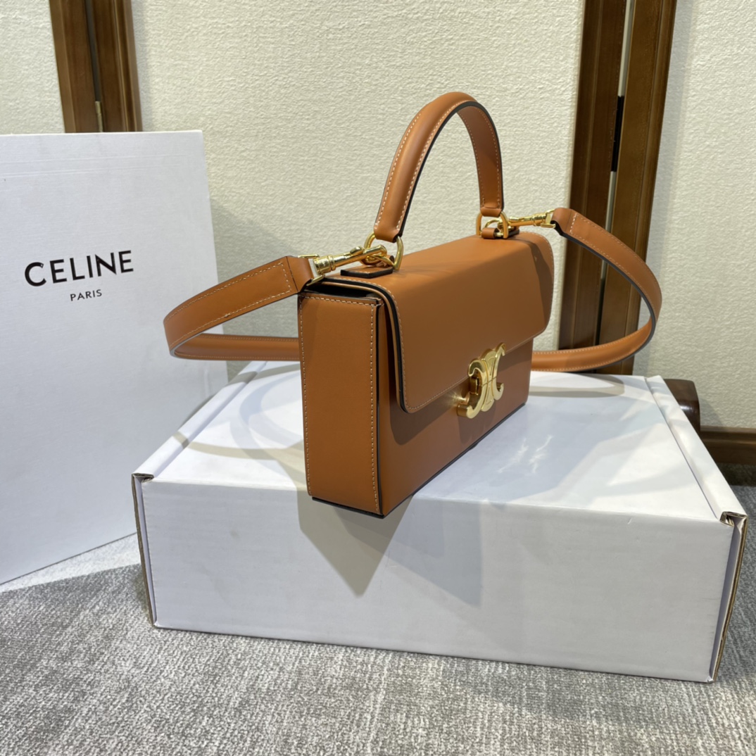 [TOP] CELINE Box Triomphe Bag cowhide Bag 22X13.5X6cm - 2 Colour