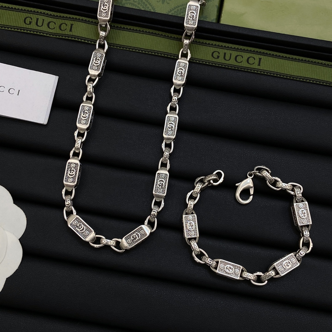 [TOP] GUCCI Bracelet +Necklaces - Sliver