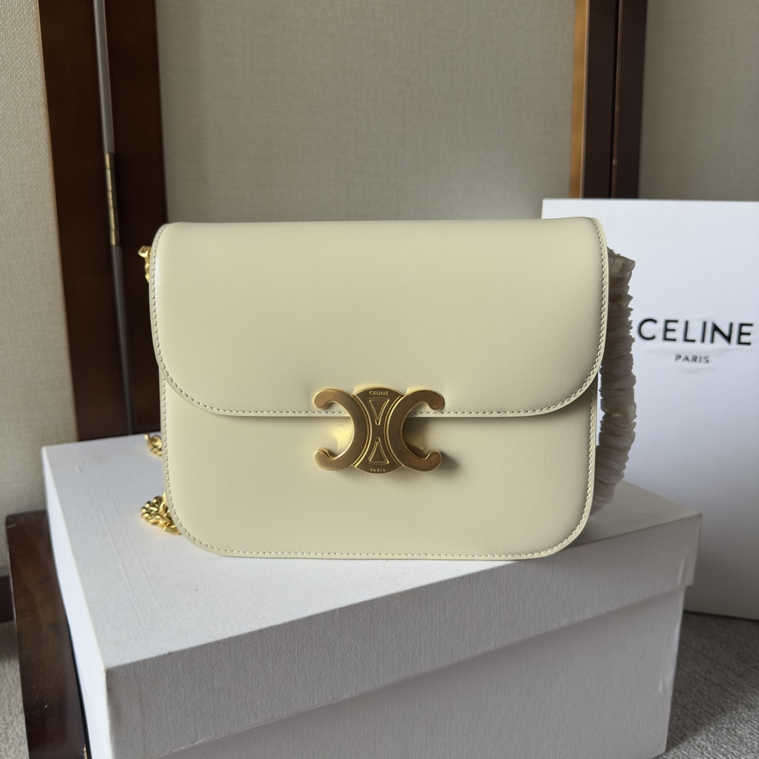 [TOP] CELINE Triomphe Bag Cowhide Chain Handbag 20X16X5CM - 2 Colour