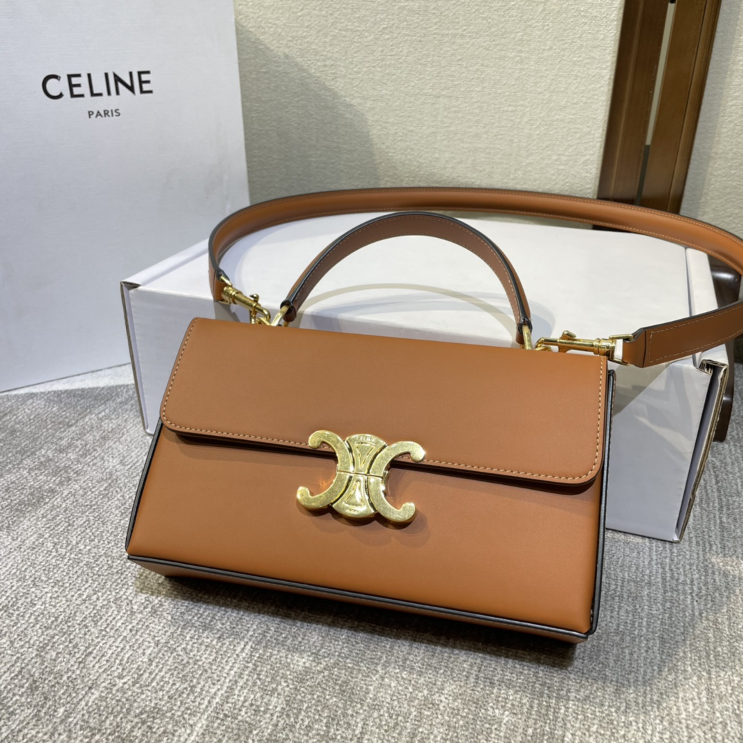 [TOP] CELINE Box Triomphe Bag cowhide Bag 22X13.5X6cm - 2 Colour