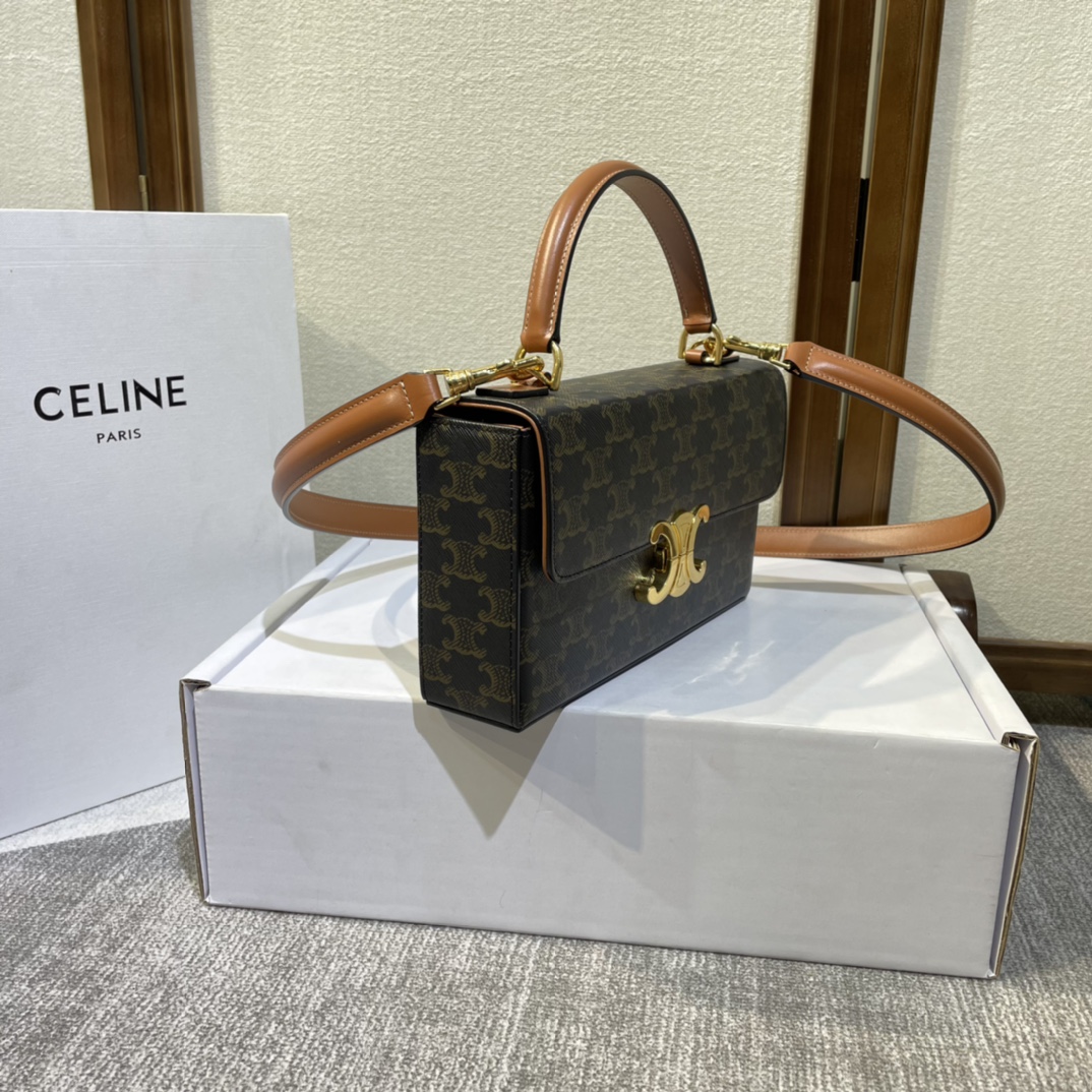 [TOP] CELINE Box Triomphe Bag cowhide Bag 22X13.5X6cm - 2 Colour