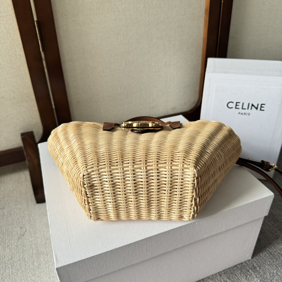 [TOP] CELINE Cow Leather Woven Bag 32*14*7cm - Apricot
