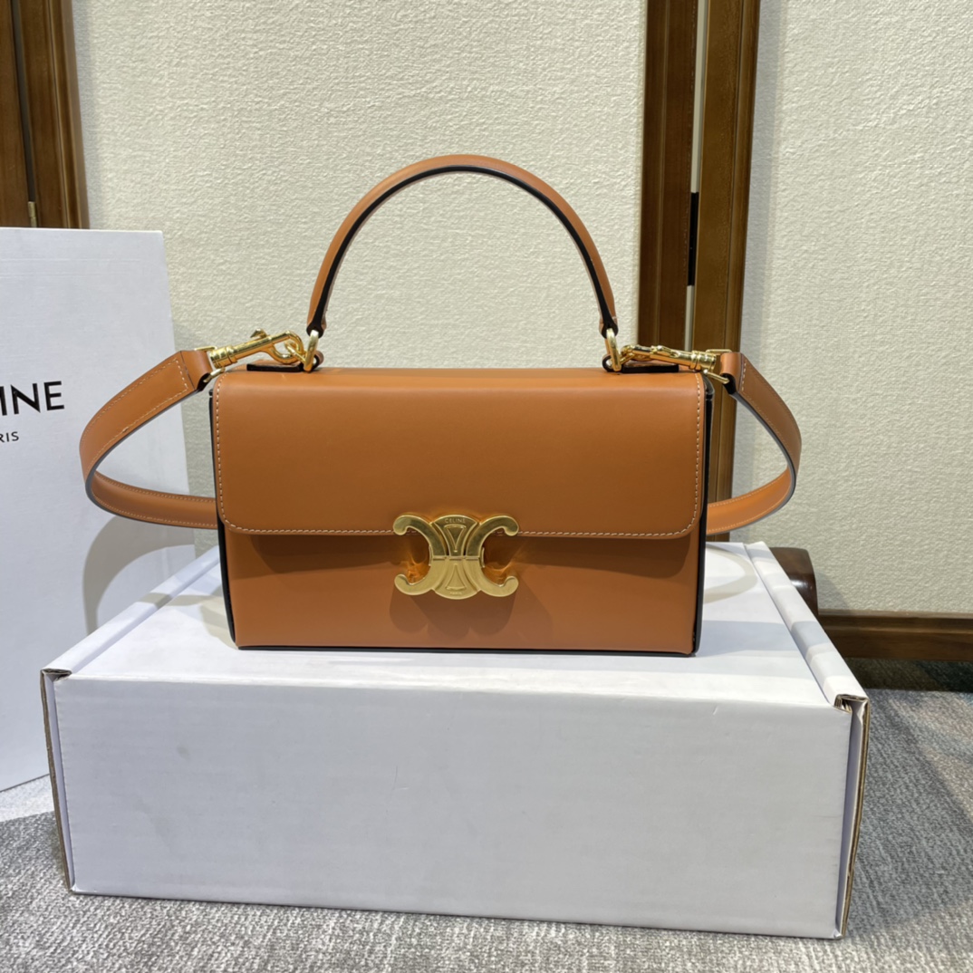 [TOP] CELINE Box Triomphe Bag cowhide Bag 22X13.5X6cm - 2 Colour
