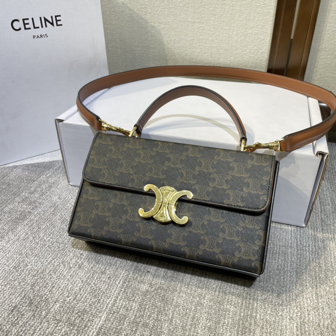[TOP] CELINE Box Triomphe Bag cowhide Bag 22X13.5X6cm - 2 Colour