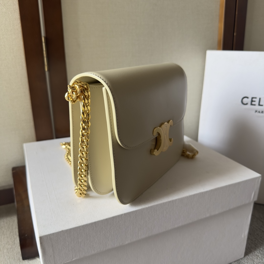 [TOP] CELINE Triomphe Bag Cowhide Chain Handbag 20X16X5CM - 2 Colour