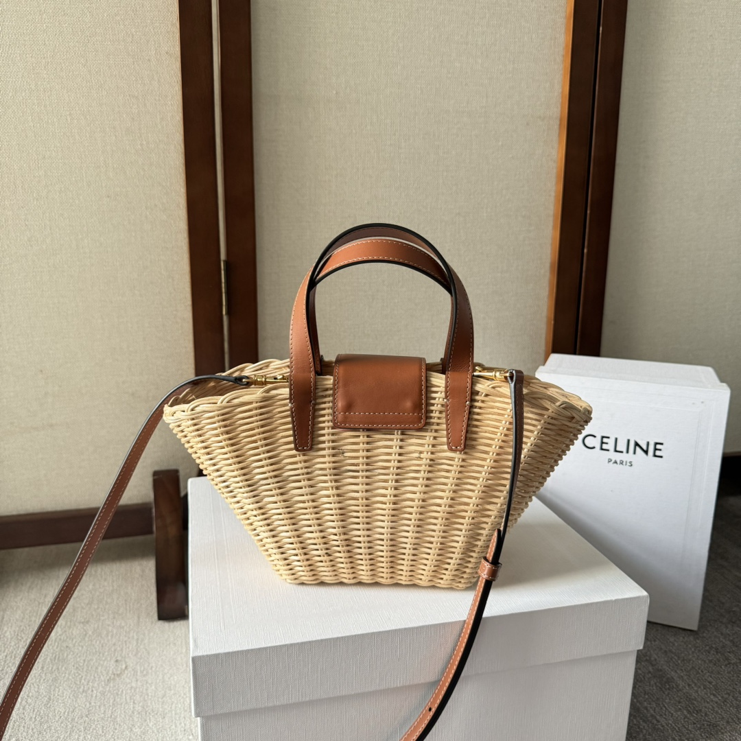 [TOP] CELINE Cow Leather Woven Bag 32*14*7cm - Apricot