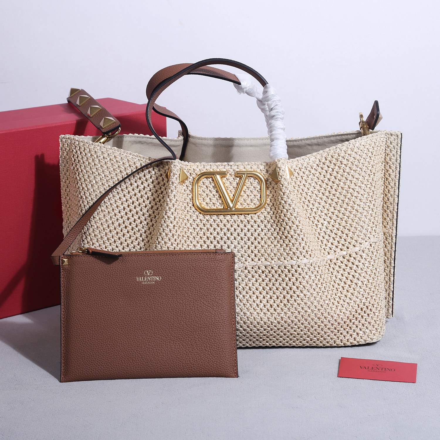 [TOP] VALENTINO Woven Raffia Tote Bag 35*25*17cm - 5 Color