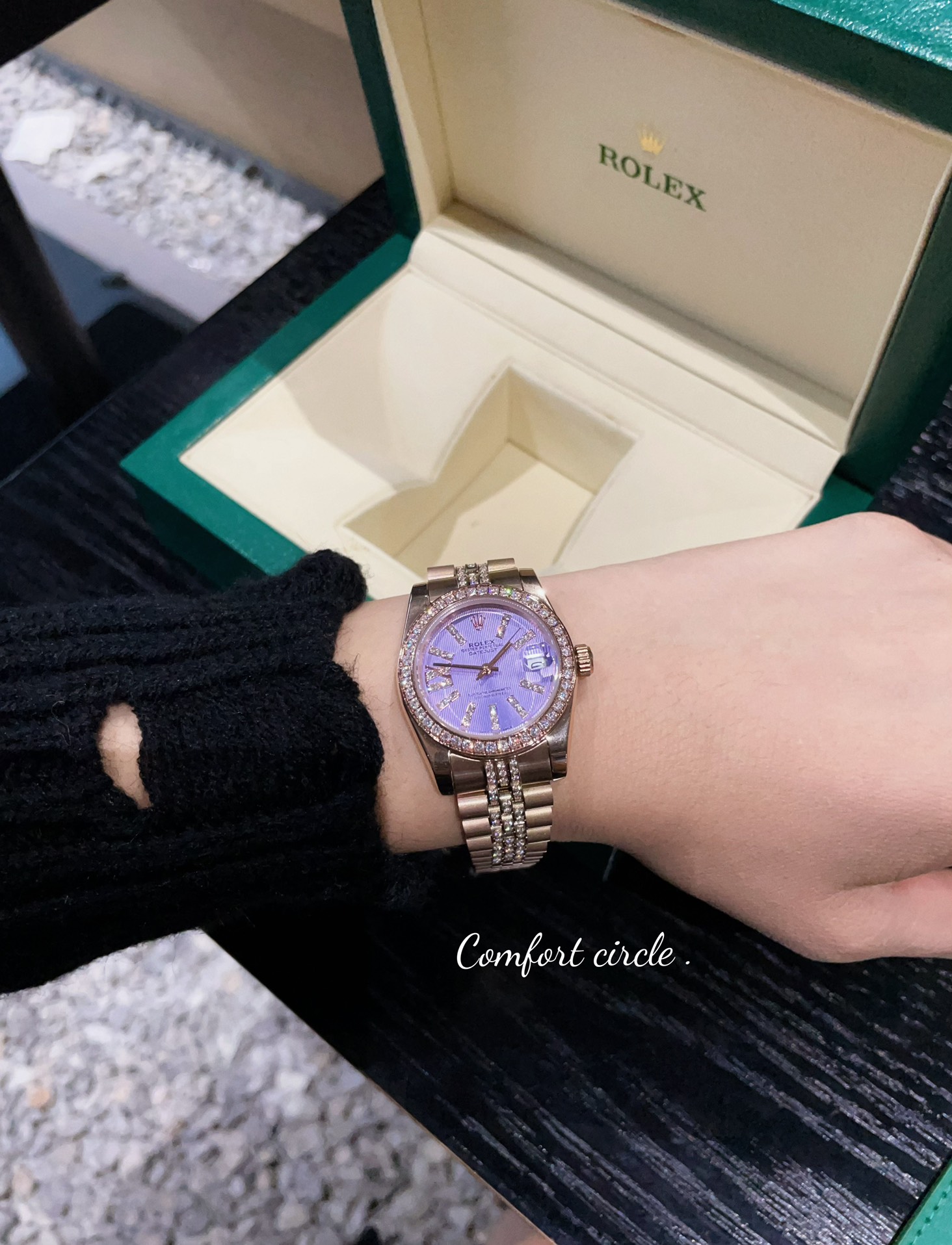 [TOP] ROLEX Purple Dial Watch 31mm - Rose Gold