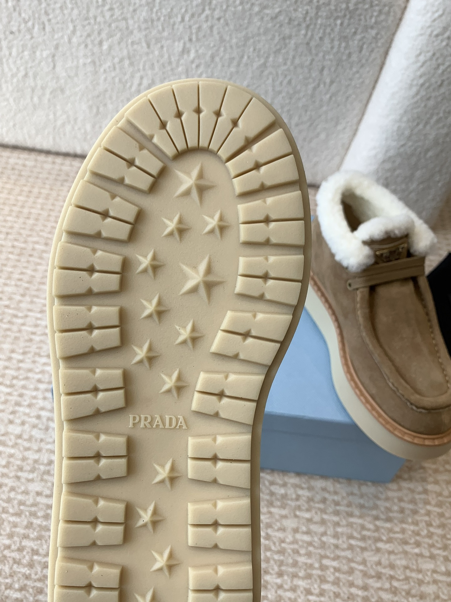 [TOP] PRADA Thick-soled Wool Ankle Boots - Brown