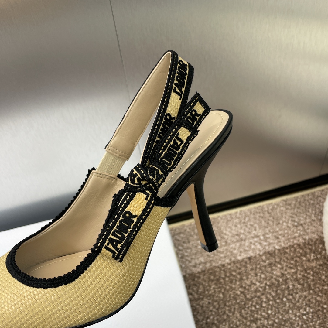 [TOP] Christian Dior J'ADIOR Macrame Embroidered Lettering Flat/Mid/High Heel Pumps - Beige