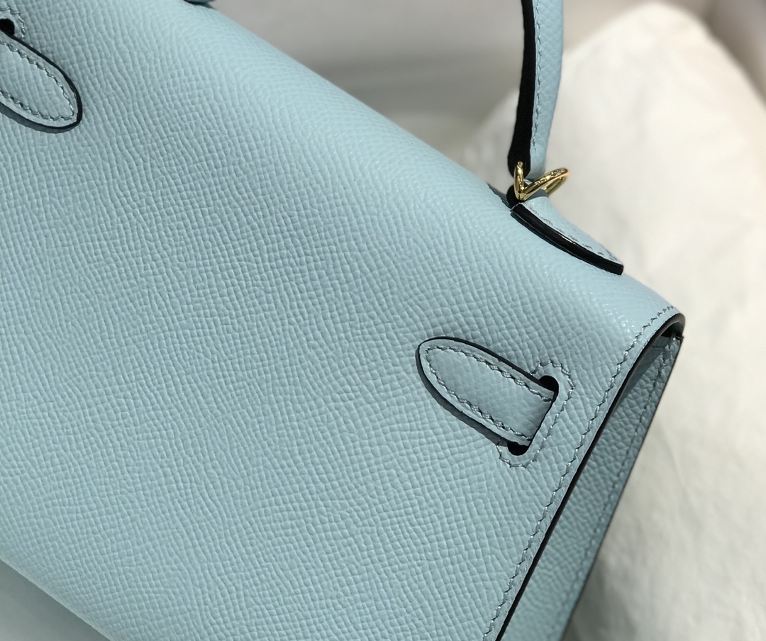 [TOP] HERMES Mini Kelly  Epsom Leather 19cm -  Bleu Zephyr