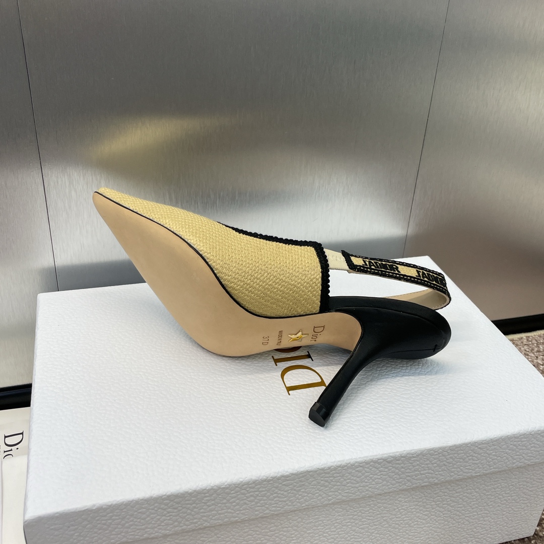 [TOP] Christian Dior J'ADIOR Macrame Embroidered Lettering Flat/Mid/High Heel Pumps - Beige