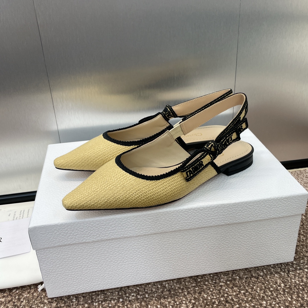 [TOP] Christian Dior J'ADIOR Macrame Embroidered Lettering Flat/Mid/High Heel Pumps - Beige