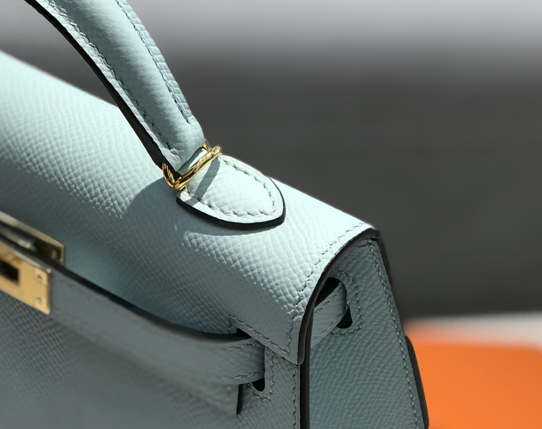 [TOP] HERMES Mini Kelly  Epsom Leather 19cm -  Bleu Zephyr