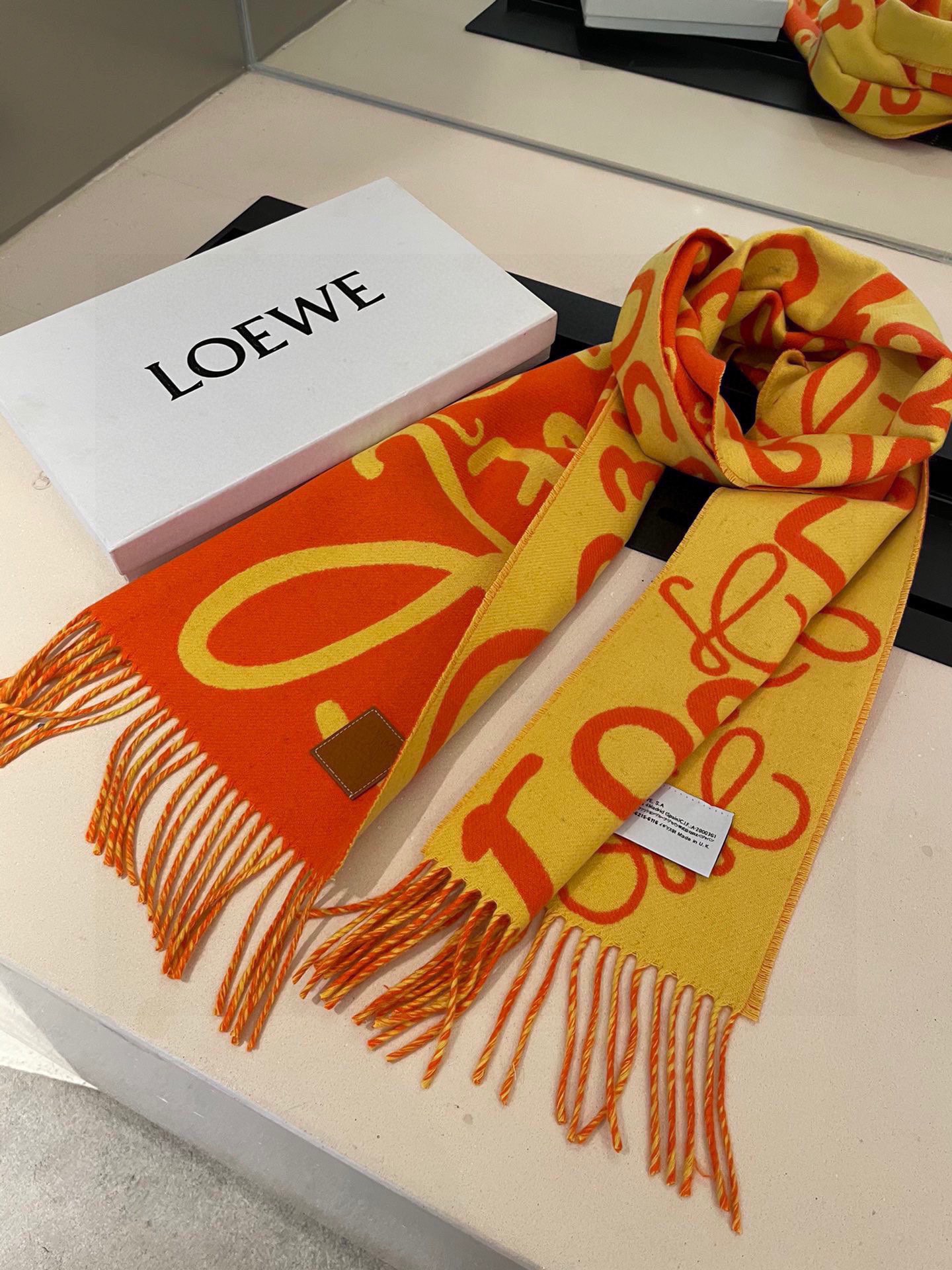 [TOP] LOEWE Colorblock Cashmere Graffiti Scarf 30x180cm - 2 Colors