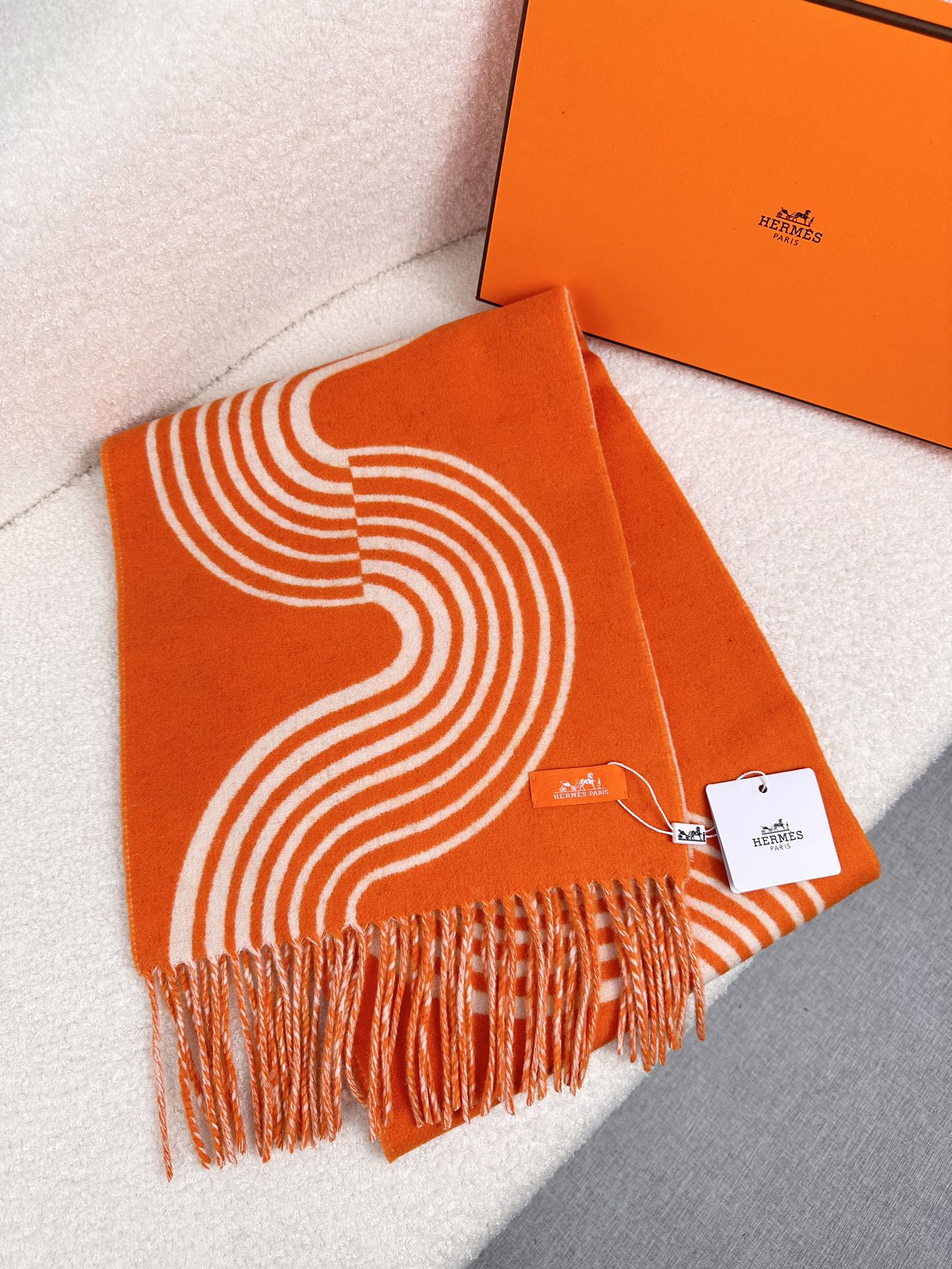 [TOP] HERMES Cashmere Scarf 30 x 180 cm - 2 Colors