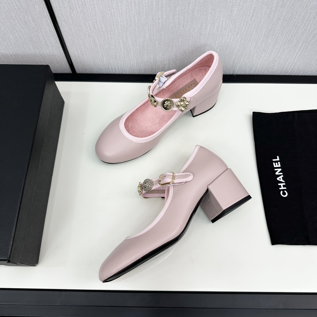 [TOP] CHANEL Mid Heel Leather Platform Pumps - 4 Color