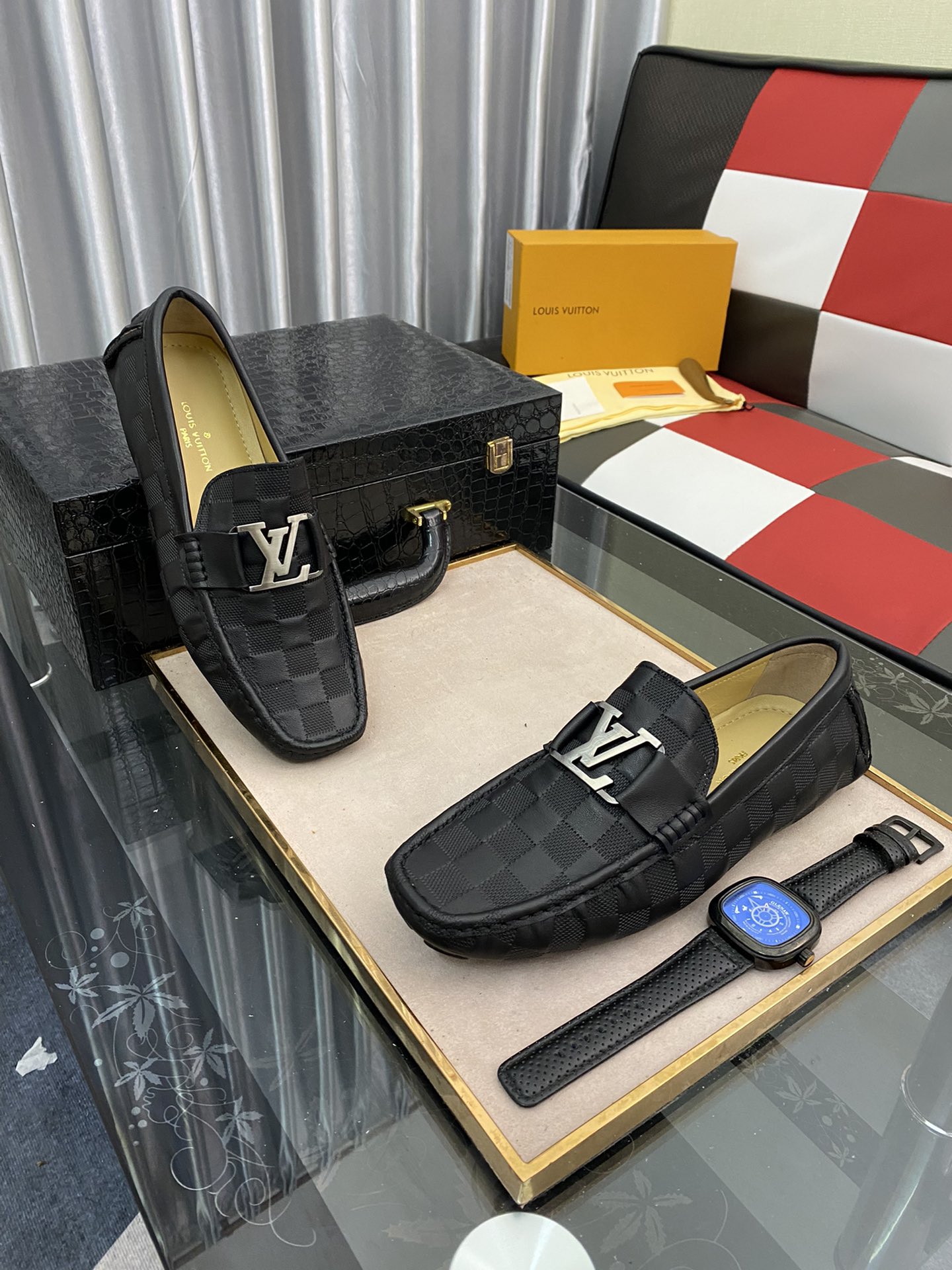 [TOP] Louis Vuitton LV  Men's Leather Shoes - Black