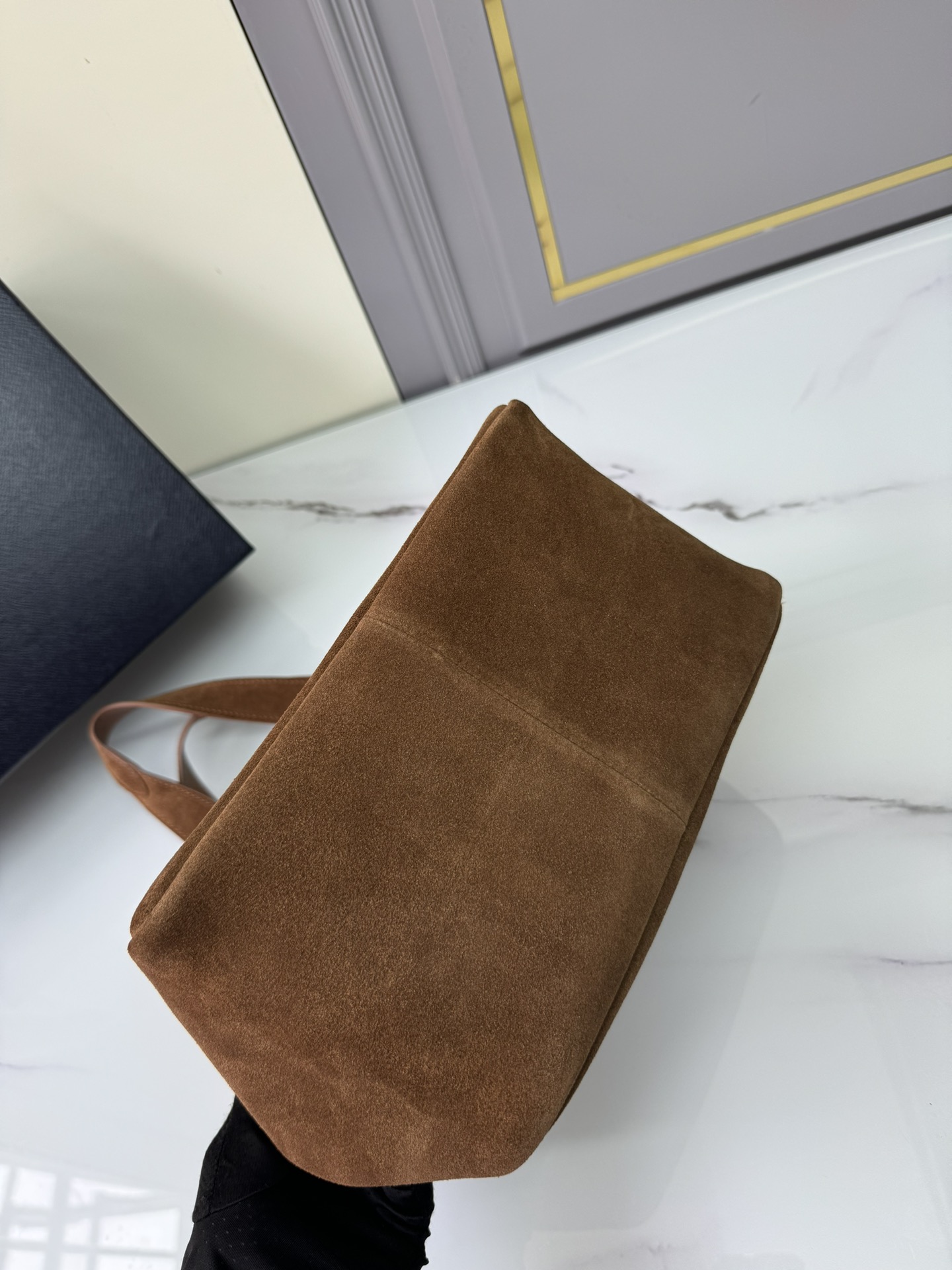 [Top] PRADA Sheepskin Bucket Bag 25x21.5x14cm/18x16x10cm - Brown