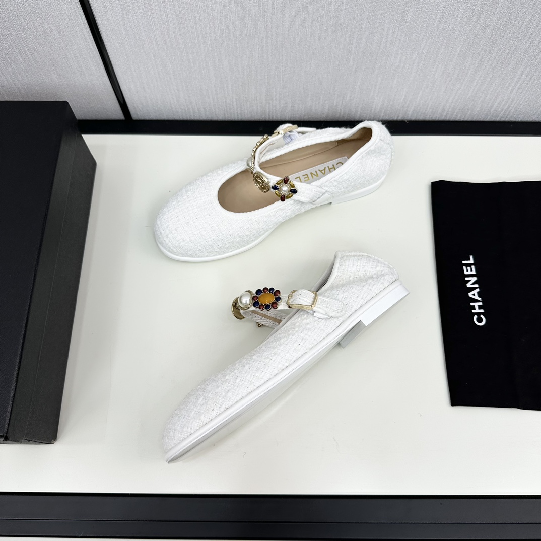 [TOP] CHANEL Tweed Crystal Flats - 7 Color