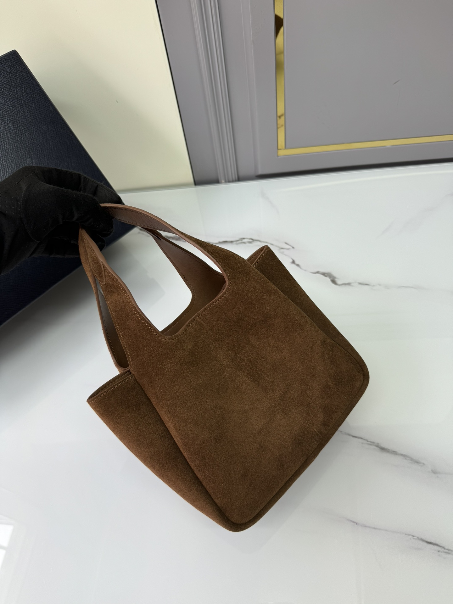 [Top] PRADA Sheepskin Bucket Bag 25x21.5x14cm/18x16x10cm - Brown