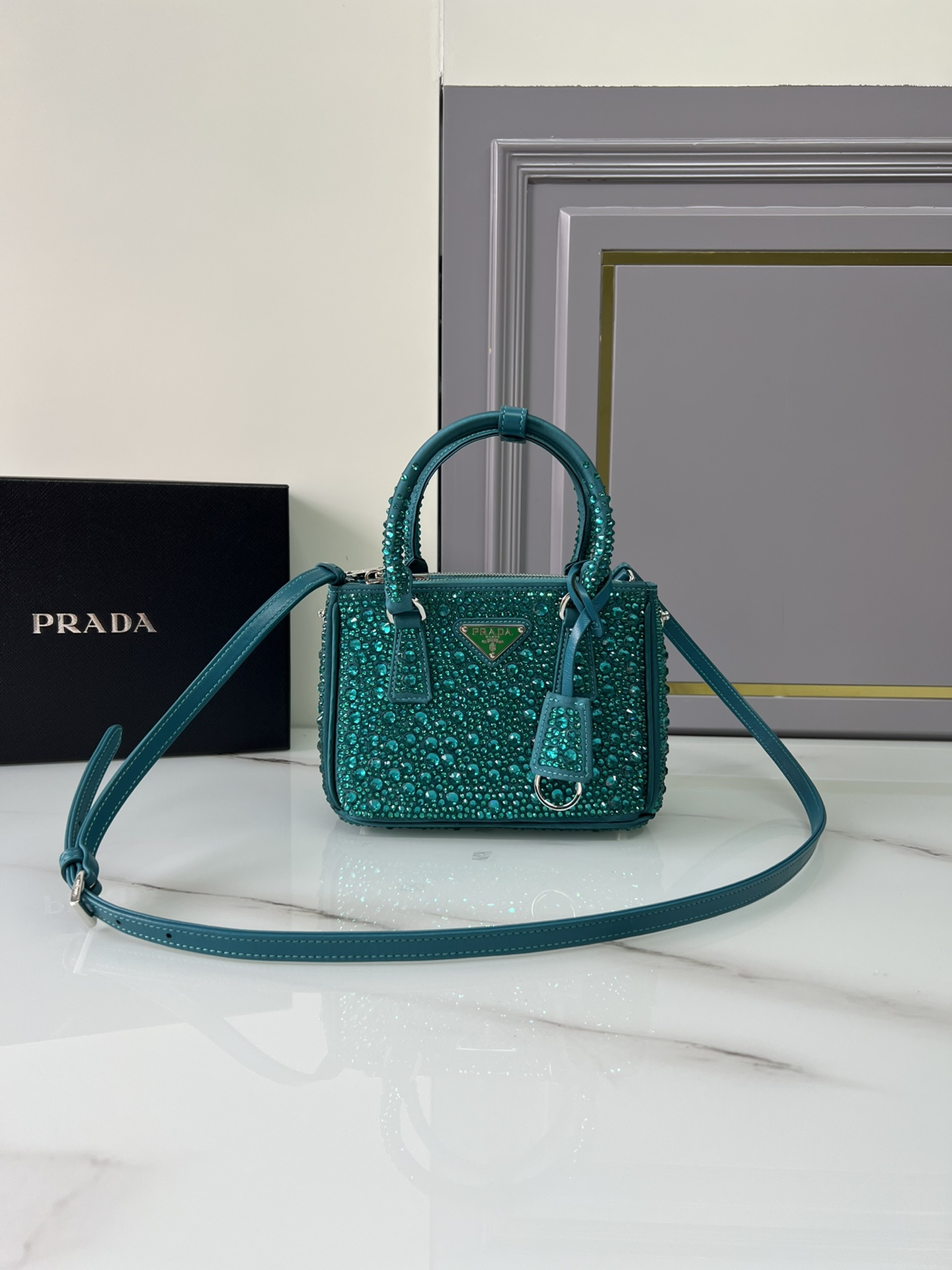[TOP] PRADA Galleria Bag Gypsophila Mini 20x14.5x9.5cm/24.5x16.5x11cm - 6 Colour
