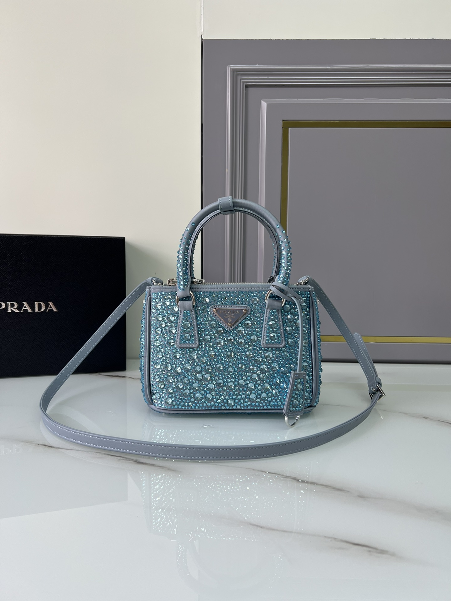 [TOP] PRADA Galleria Bag Gypsophila Mini 20x14.5x9.5cm/24.5x16.5x11cm - 6 Colour