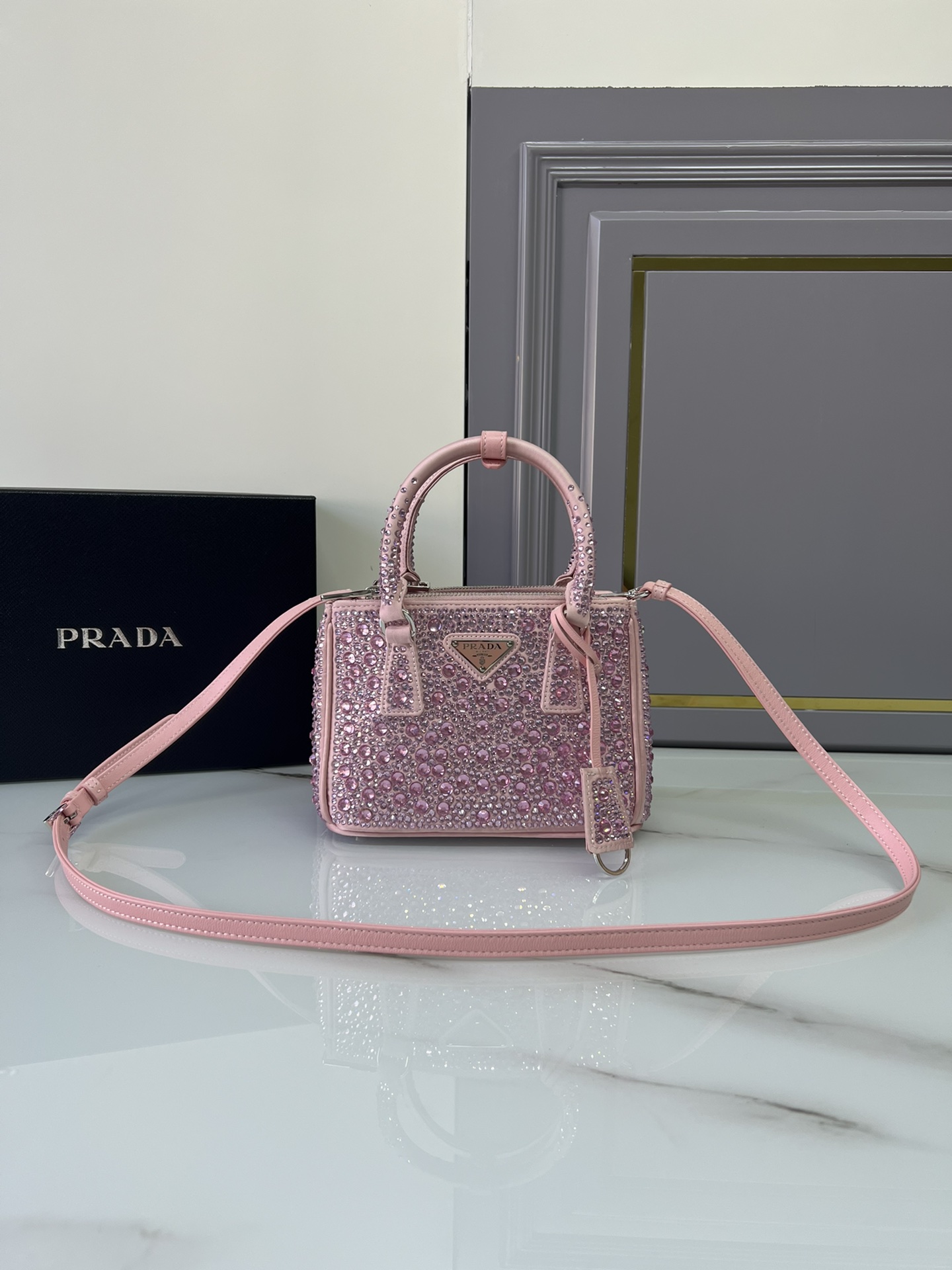 [TOP] PRADA Galleria Bag Gypsophila Mini 20x14.5x9.5cm/24.5x16.5x11cm - 6 Colour